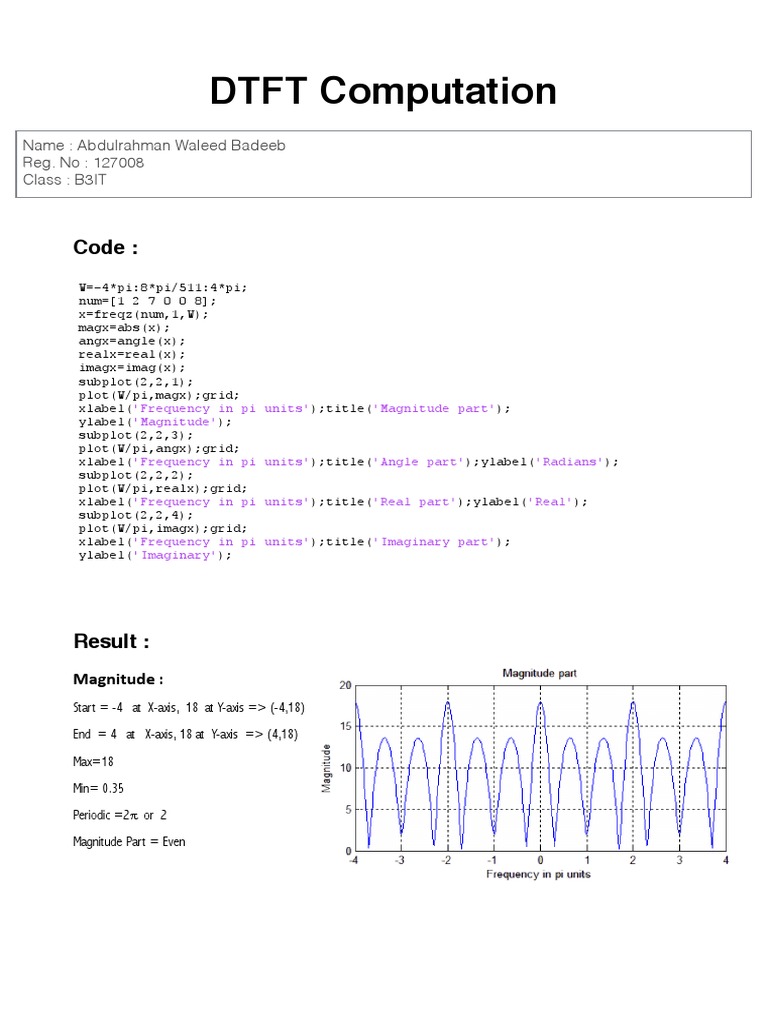DTFT Computation: Code | PDF