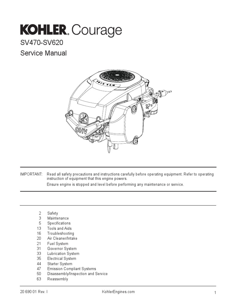 Kohler Courage 20 Service Manual 20 690 01 EN PDF Carburetor Gasoline
