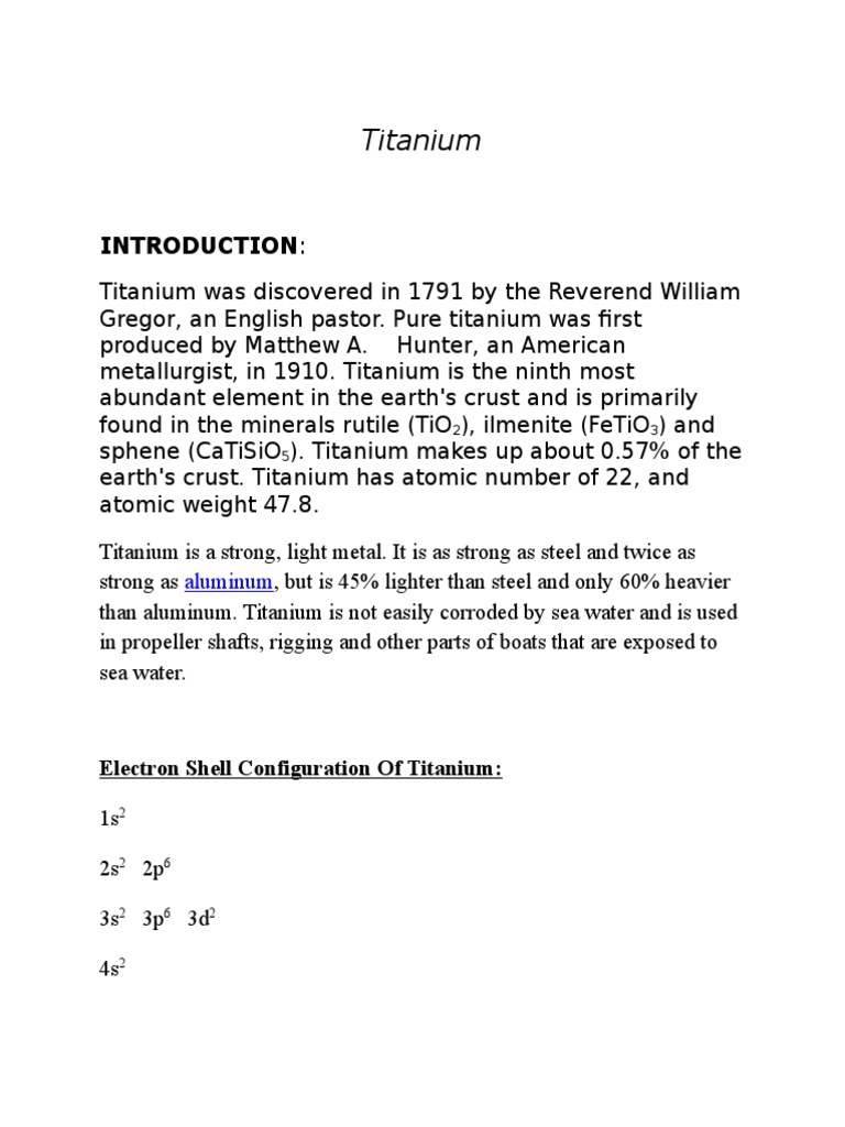 Titanium: Properties and Applications | PDF | Technology & Engineering