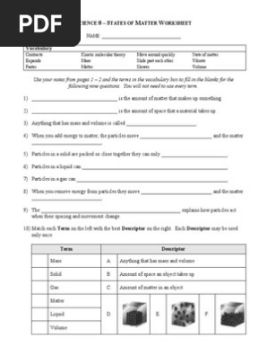 states of matter worksheet pdf gases matter