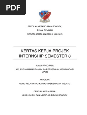 Kertas Kerja Internship Kelas Tambahan Tahun 6 Pdf