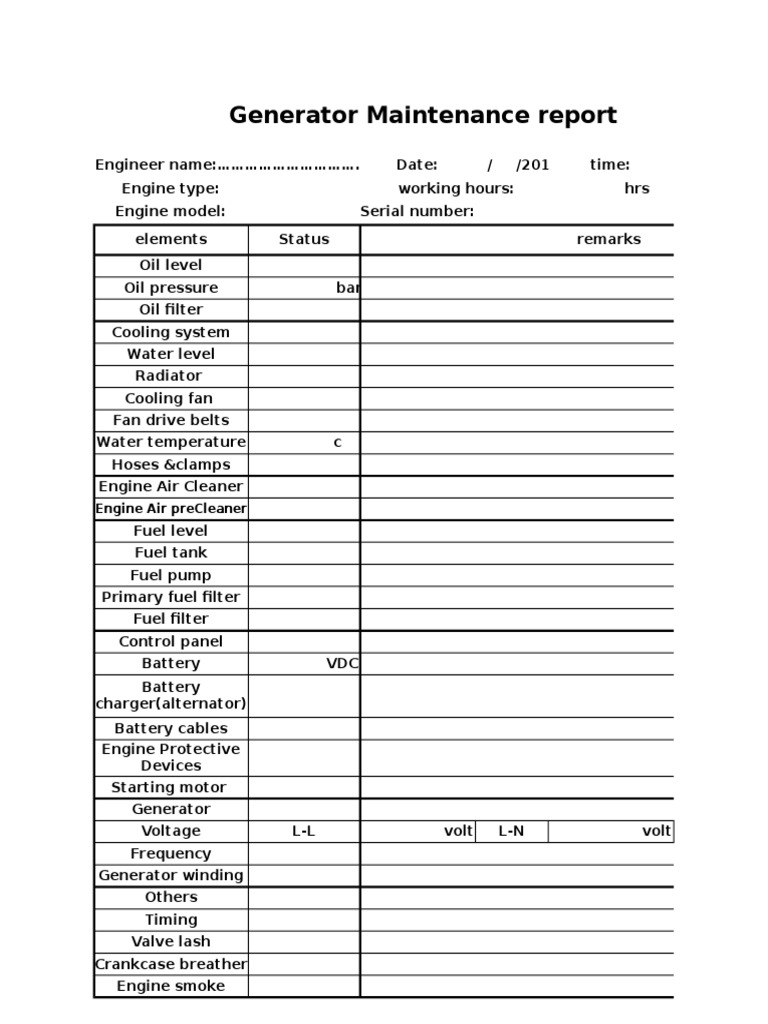 Diesel Generator Maintenance Report | PDF | Business | Technology ...