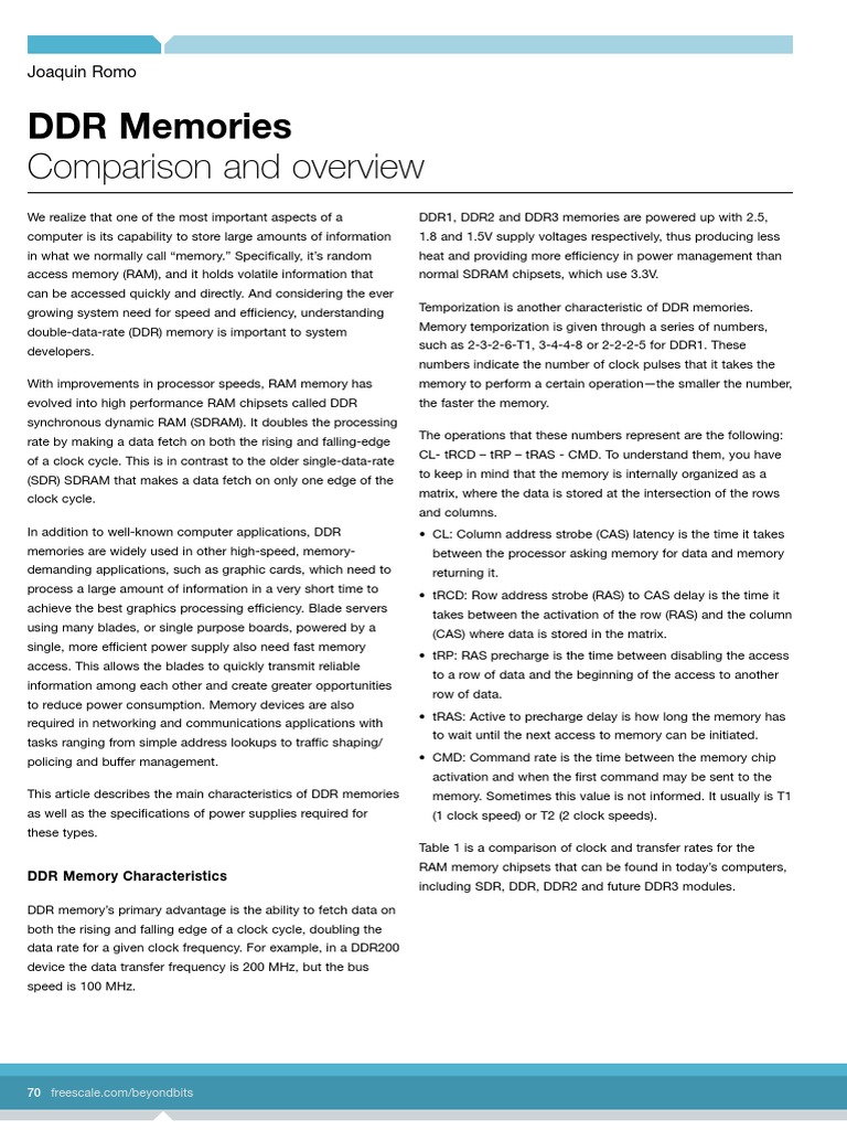 DDR Memory Overview and Characteristics | PDF | Computer Data ...