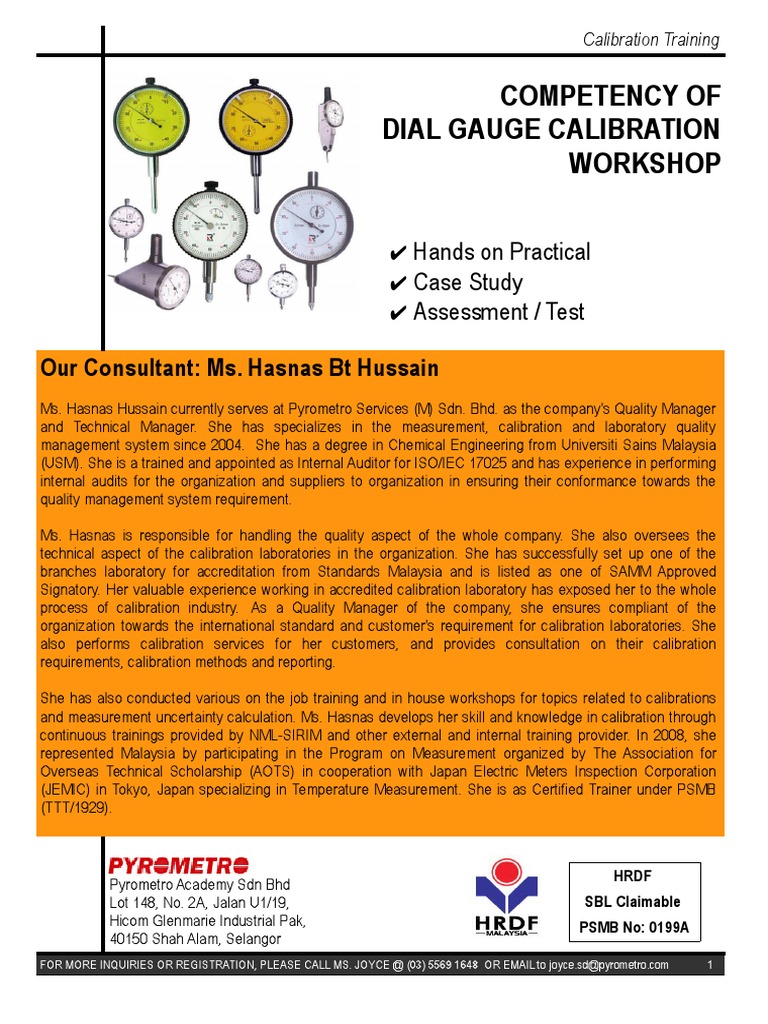 Competency of Dial Gauge Calibration PDF Calibration