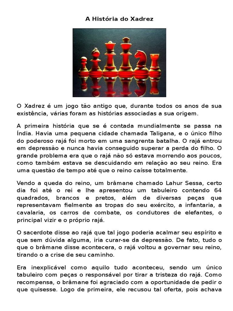 O Xadrez - História e Regras, PDF, Xadrez