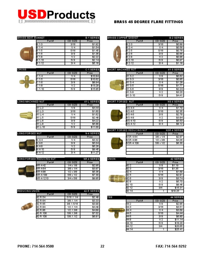 Brass 45 Degree Flare Fittings PDF Tools Home Appliance