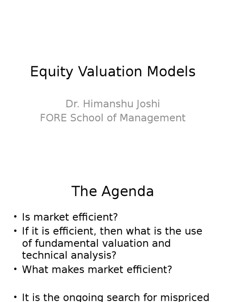 Equity Valuation Models Overview | PDF | Cost Of Capital | Valuation ...