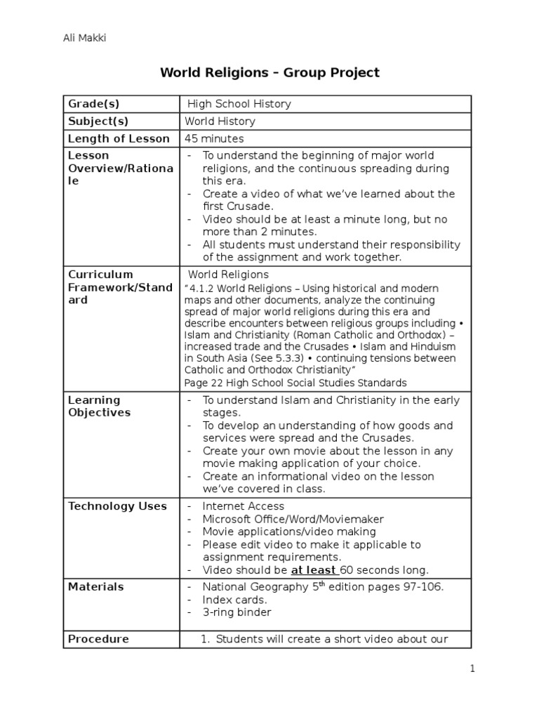 World religions research paper rubric picture