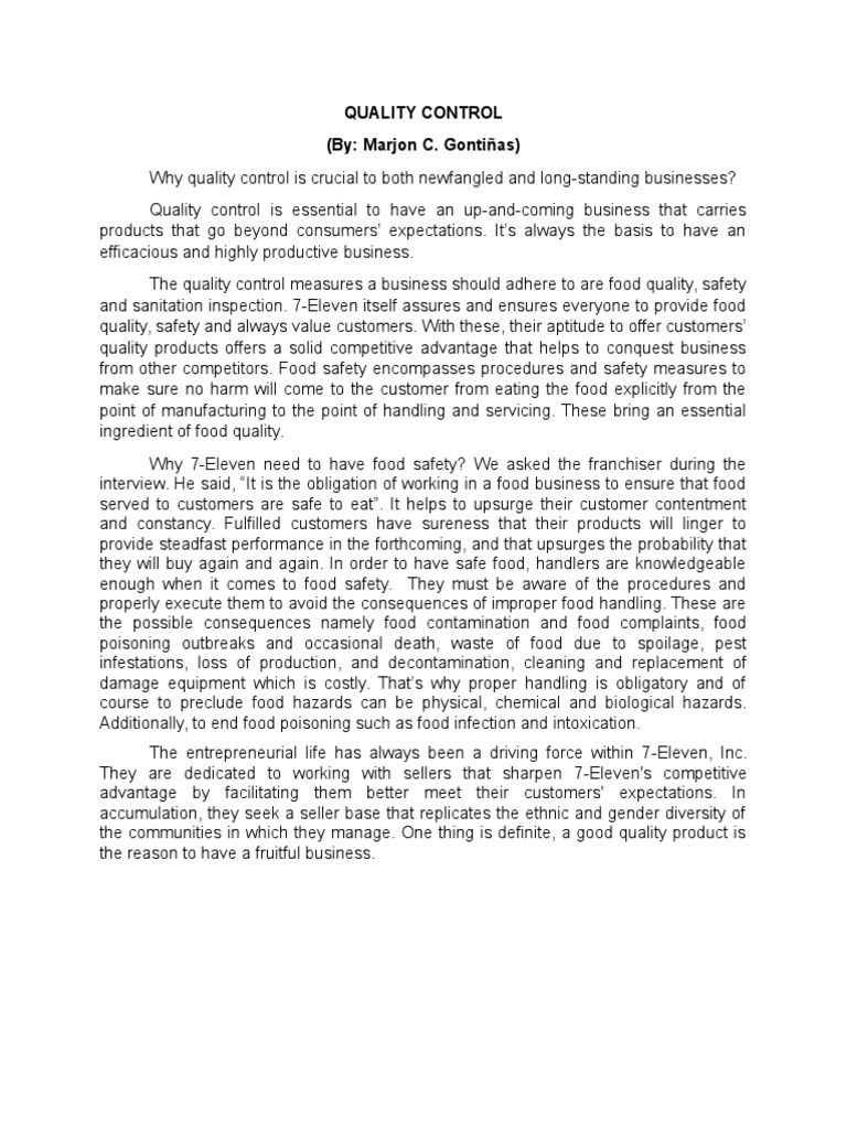 Importance of Quality Control in Food Safety | PDF | Food Safety | Foods