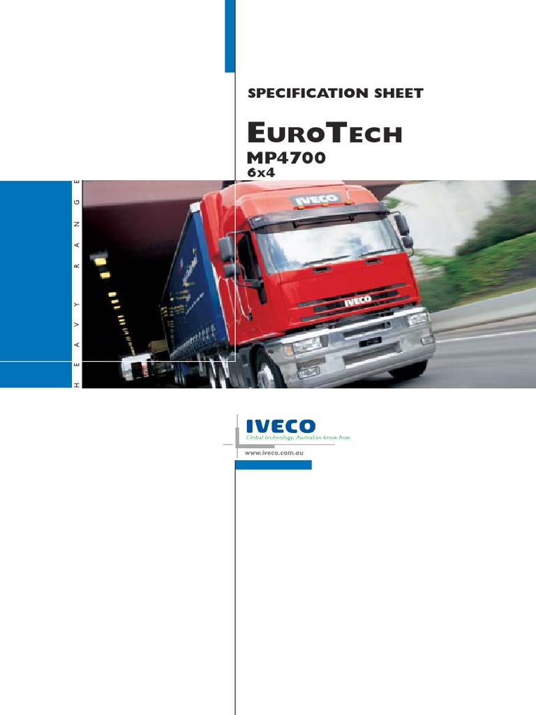 Iveco Eurotech MP4700 Specifications | PDF | Semi Trailer Truck ...