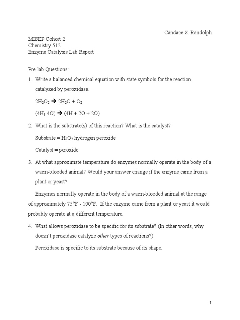 Enzyme activity lab report answers picture