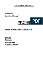 Dieta e Nje Adoleshenti. PROJEKT Biologjia 11