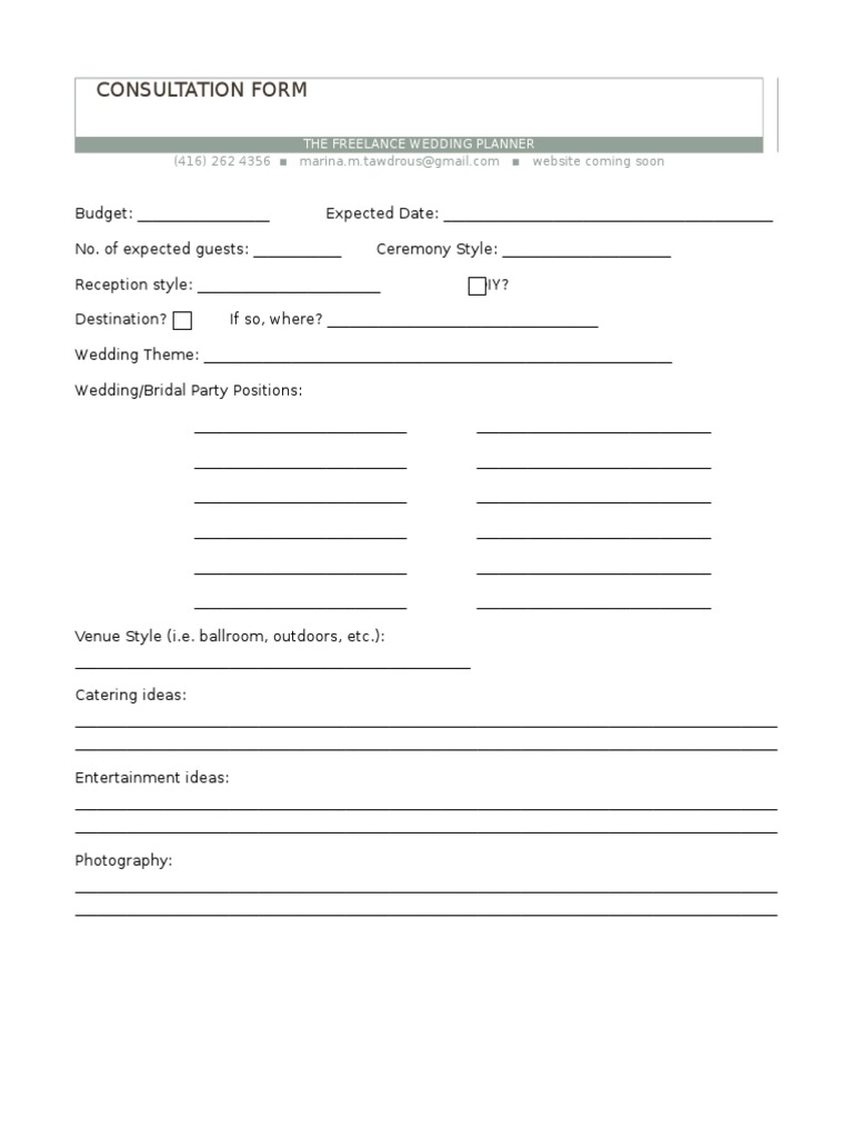 Consultation Form | PDF | Career & Growth | Business