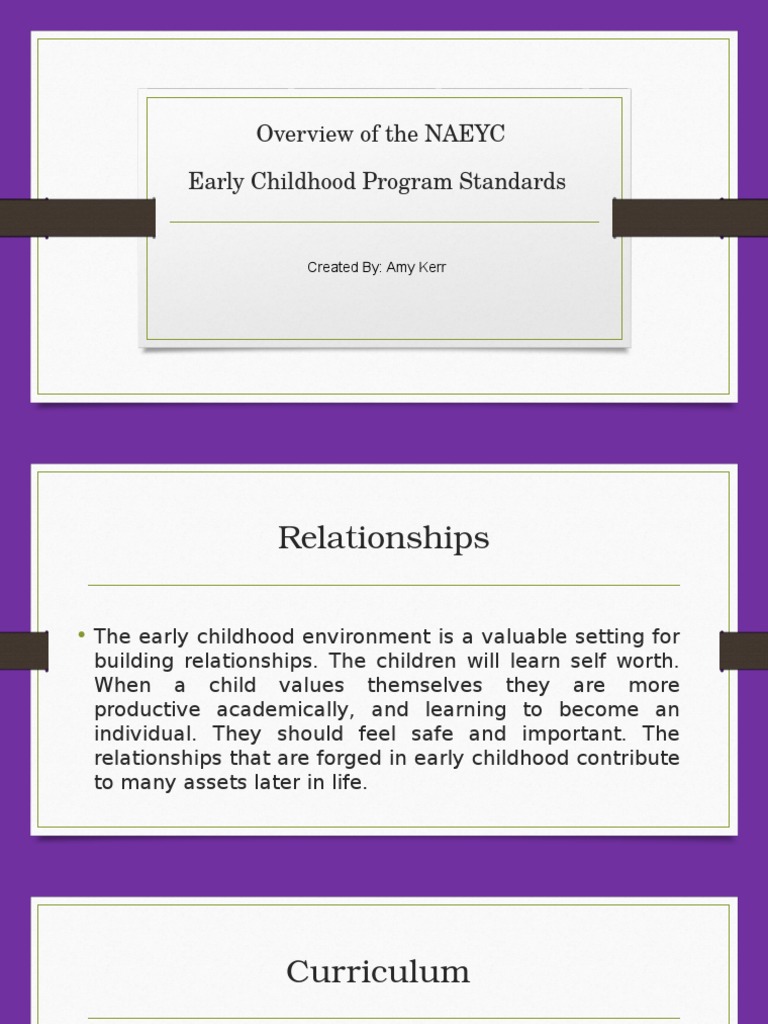 Overview of The NAEYC Early Childhood Program Standards Created By