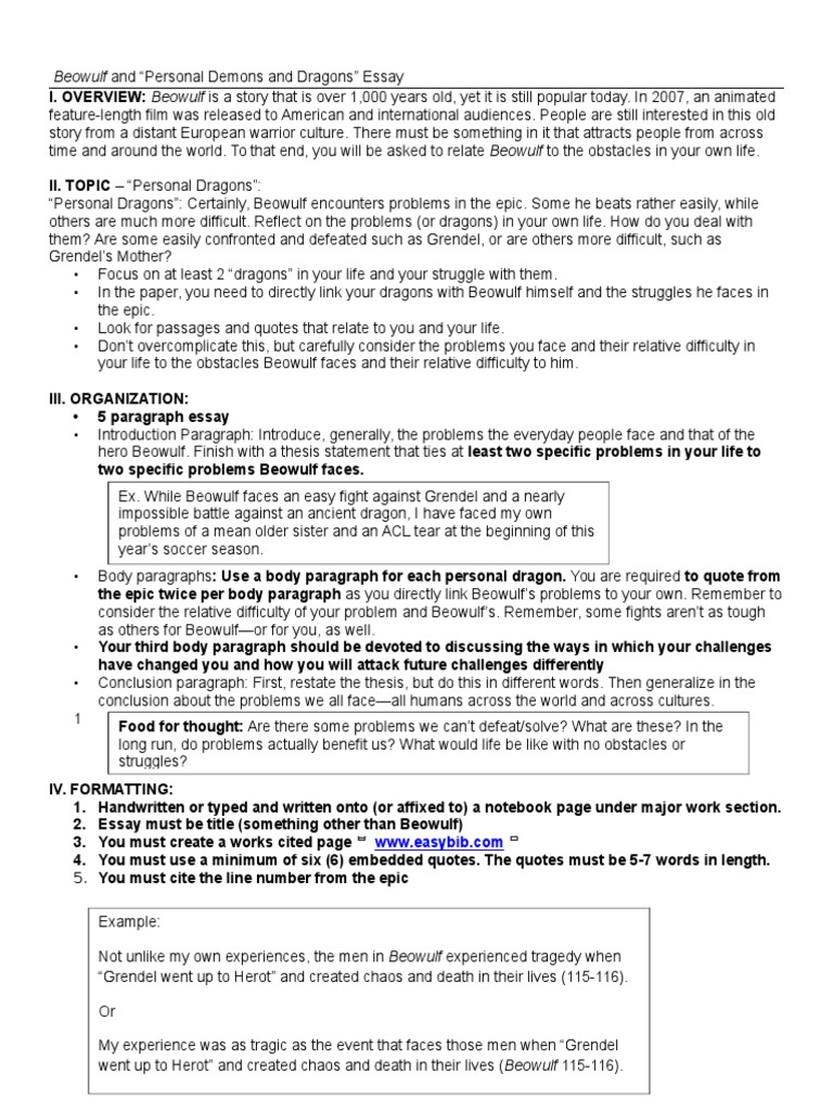 Beowulf summary essay image