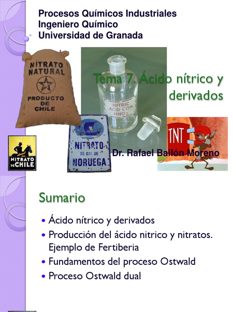 Proceso Industrial Del Acido Nitrico. Ácido nítrico Nitrógeno