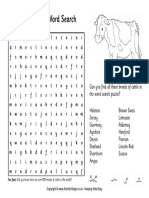 Cattle Breeds Word Search