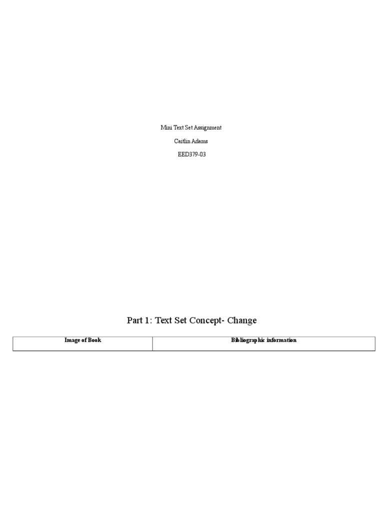 Mini Text Set Assignment | PDF | Reading Comprehension | Reading (Process)