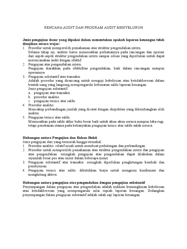 Rencana Kerja Audit Menyeluruh | PDF | Karier & Perkembangan ...