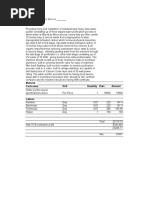 Material Particulars Unit Quantity Rate Amount