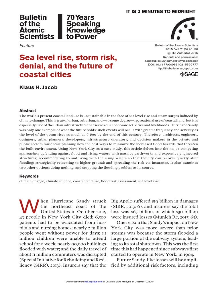 Sea Level Rise, Storm Risk, Costal City | PDF | Flood | Sea Level Rise