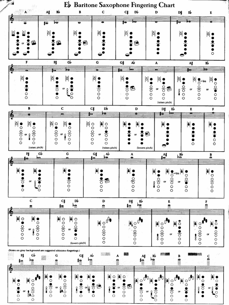 Baritone Sax Fingering Chart | PDF
