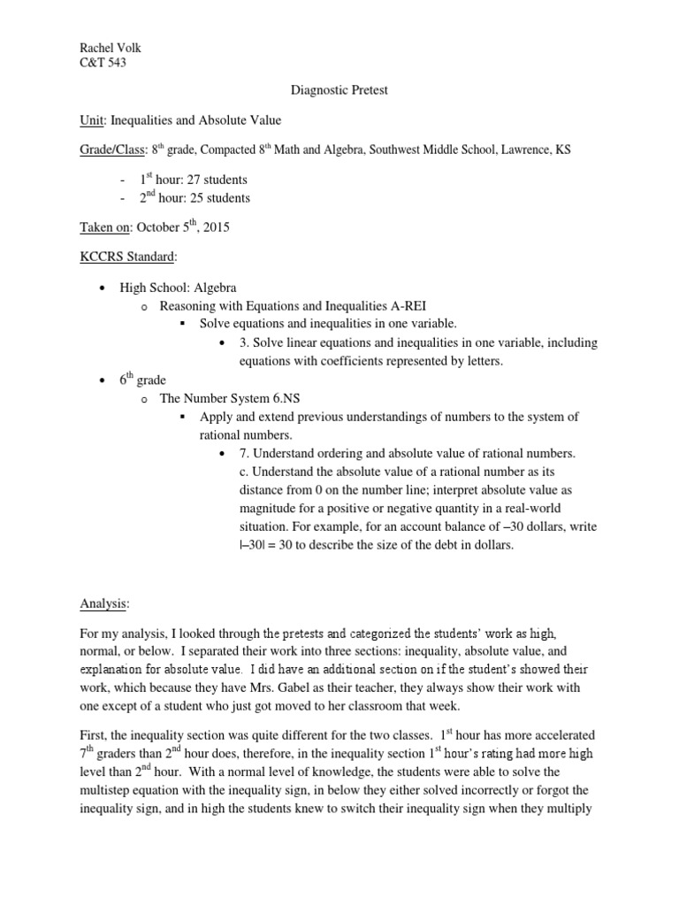 Diagnostic Pretest | PDF | Equations | Numbers