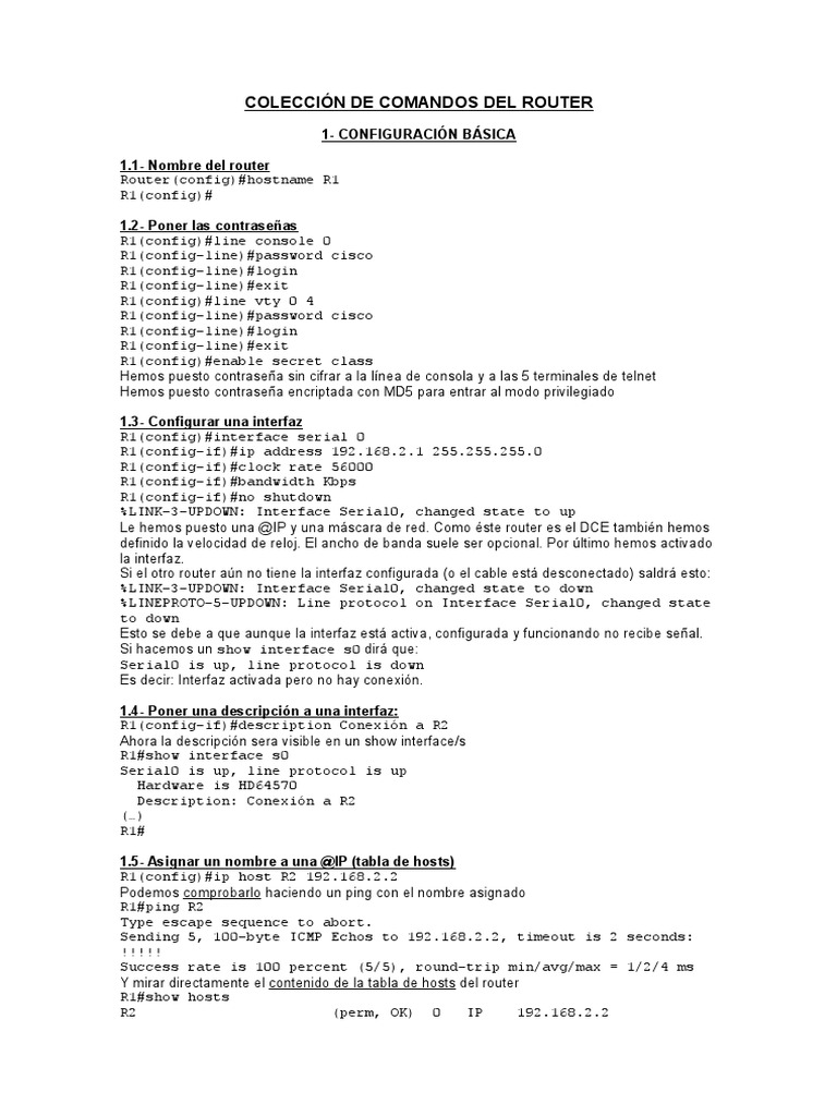 Colección de Comandos Del Router | PDF | Enrutador (Computación) | Red ...