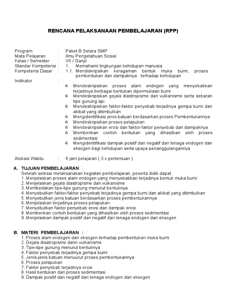 RPP Paket B Ips | PDF | Sains & Matematika