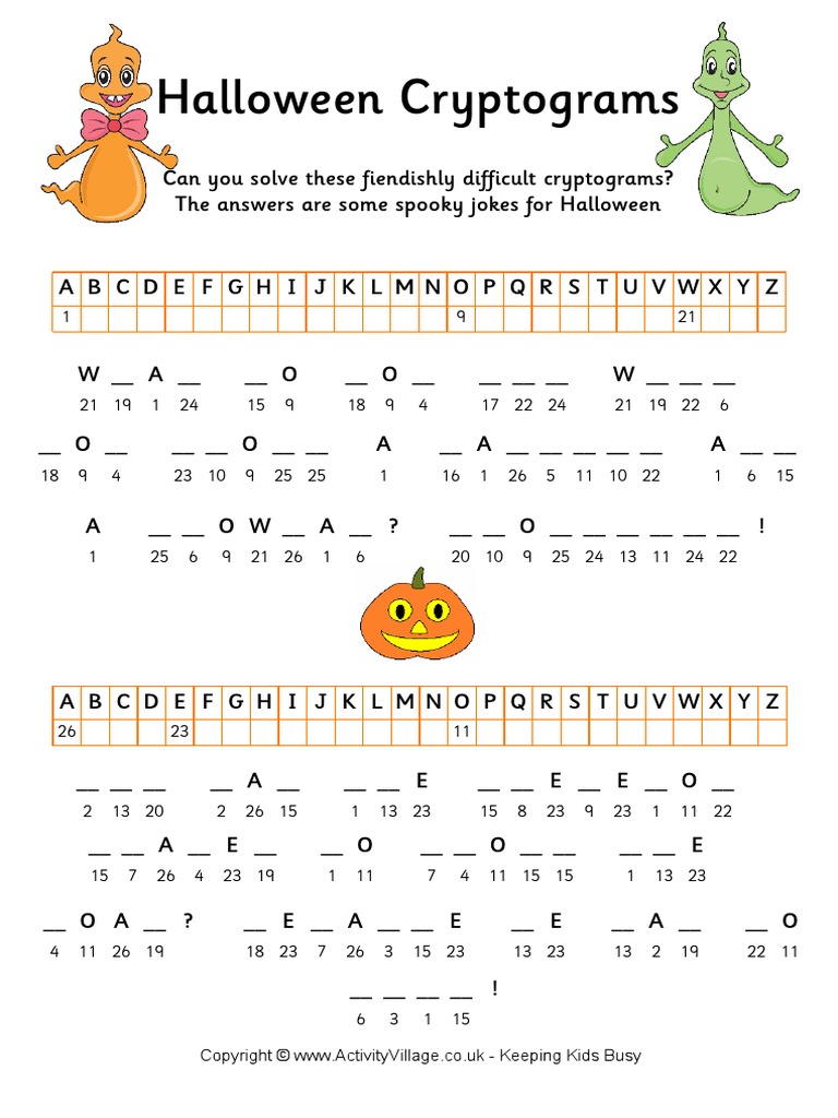 Halloween Cryptogram 1 PDF | PDF | Art for Free Printable Cryptogram Puzzles Printable