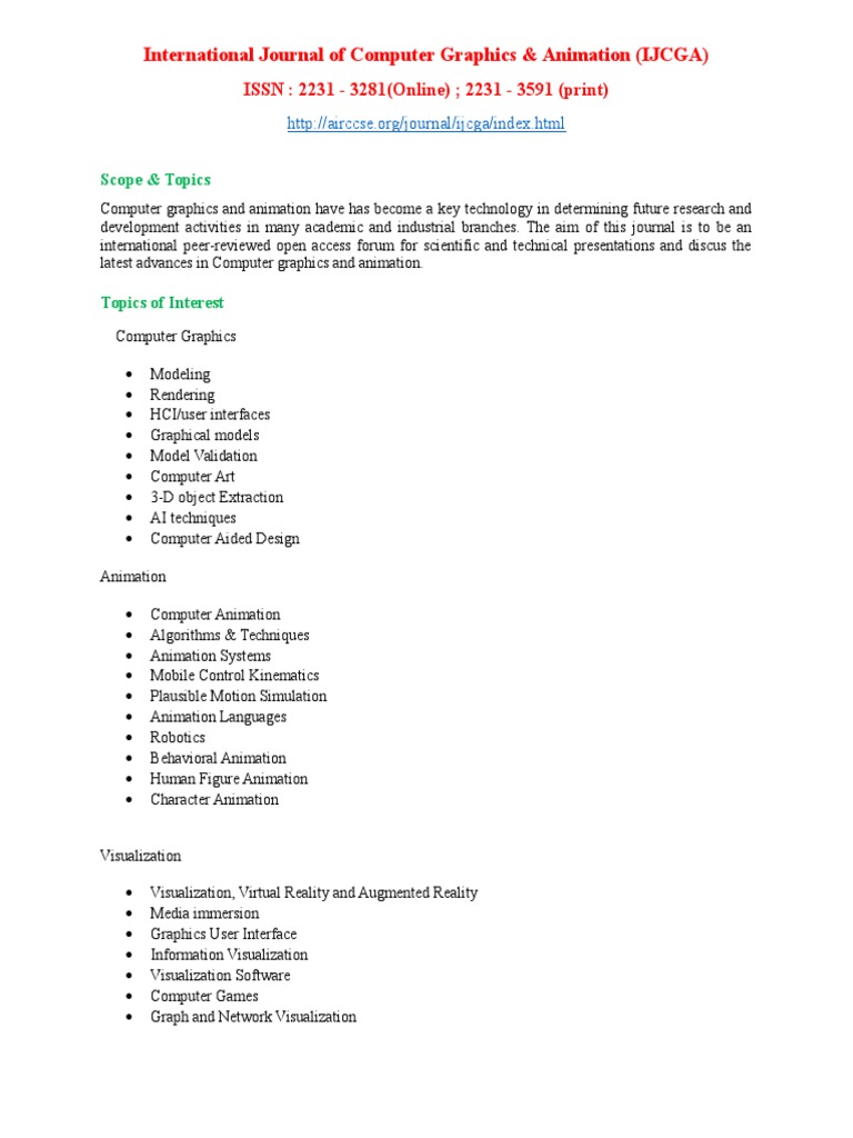Computer Graphics & Animation Journal | PDF | Art | Computers