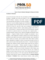 Ata Da Plenária de Eleição e Posse Do Diretório Municipal de Manaus Do Partido Socialismo E Liberdade