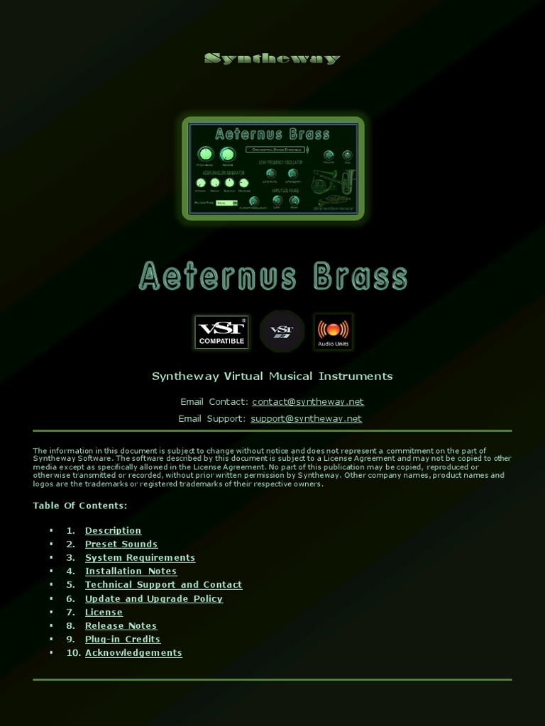 Aeternus Brass VST, VST3, Audio Unit Plugins Virtual Trumpet, Trombone