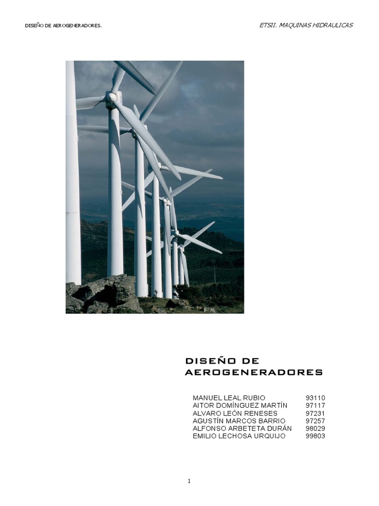 Diseño de Aerogeneradores Eólicos | PDF | Turbina eólica | Energía eólica