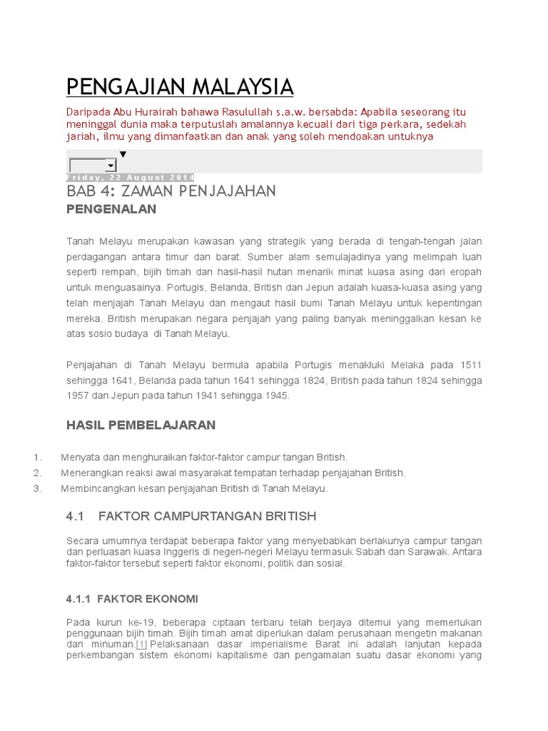 Pengajian Malaysia Bab 4 Pdf