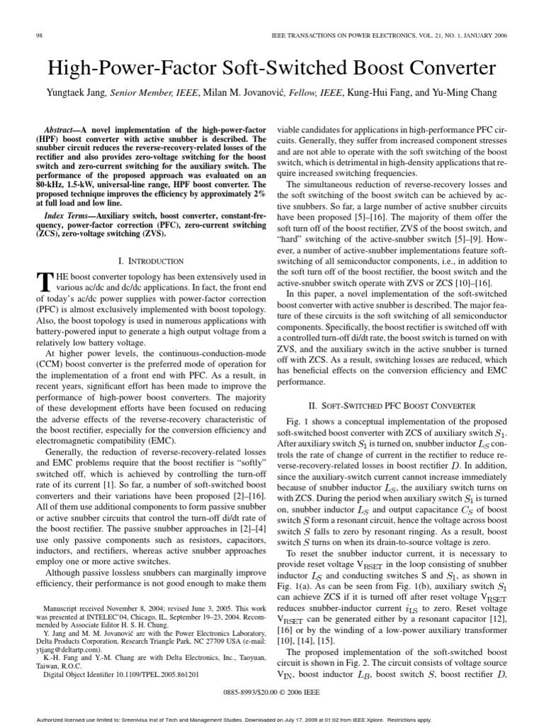 High Power Factor Soft Switched | PDF | Mosfet | Inductor