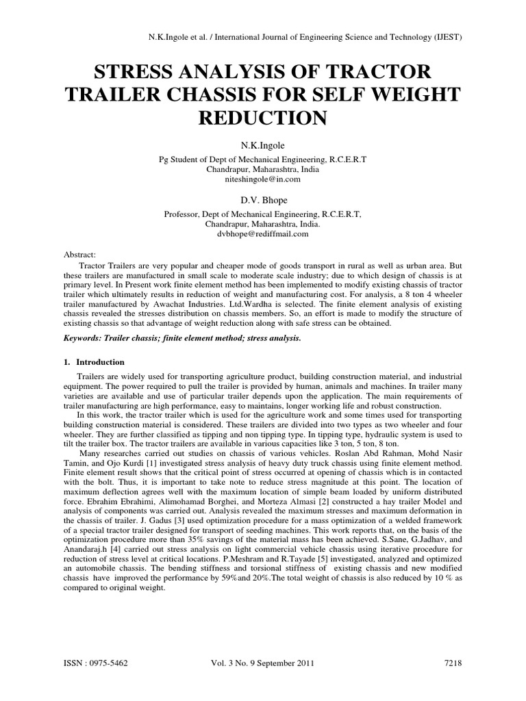 Stress Analysis Tractor Trailer | PDF | Tractor | Stress (Mechanics)
