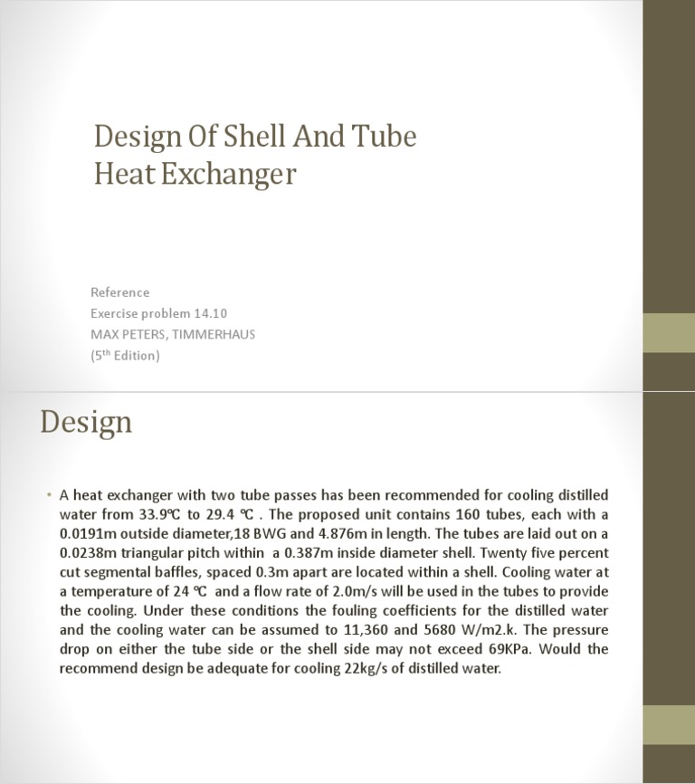 Shell and Tube Heat Exchanger Design | PDF
