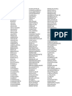 Lista de Palavras para Treinar o Alfabeto