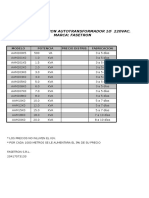 Lista de Precios de Fasetron