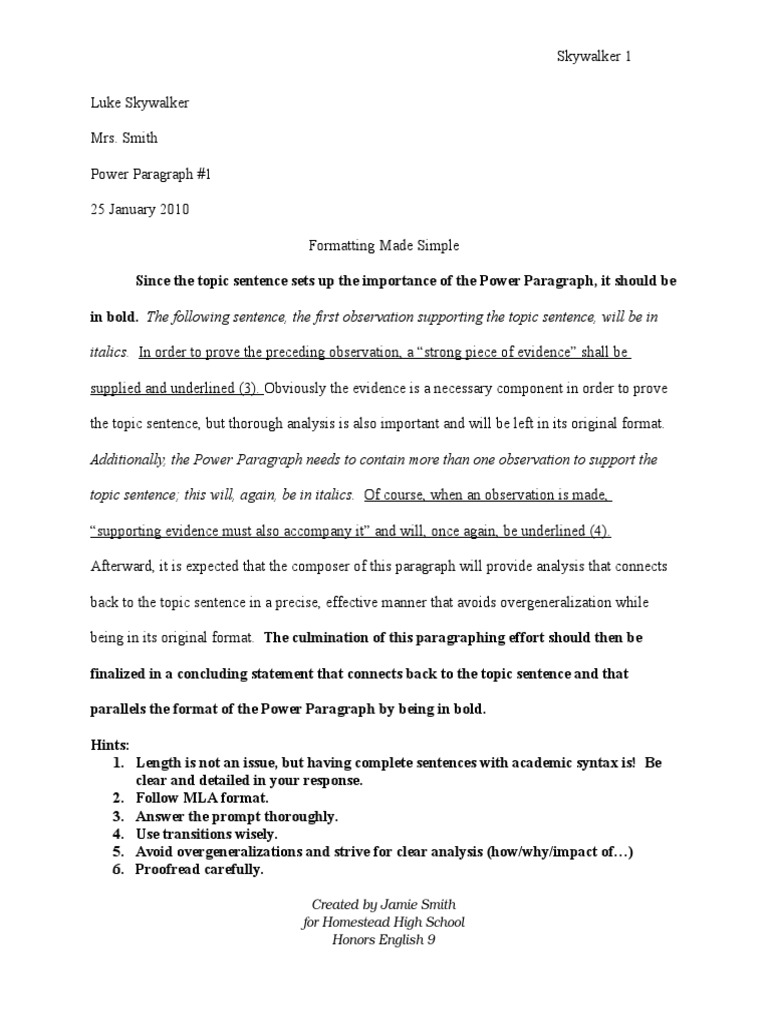 Power Paragraph Formatting Guide | PDF