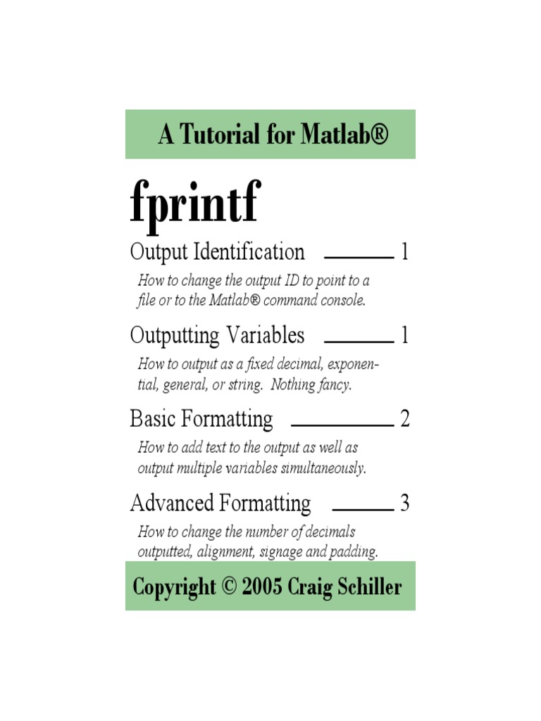 Matlab Fprintf Matrix