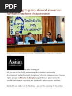 3 Years on, Rights Groups Demand Answers on Sombath Somphone Disappearance