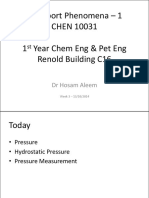 Transport Phenomena - 1 CHEN 10031 1 Year Chem Eng & Pet Eng Renold Building C16