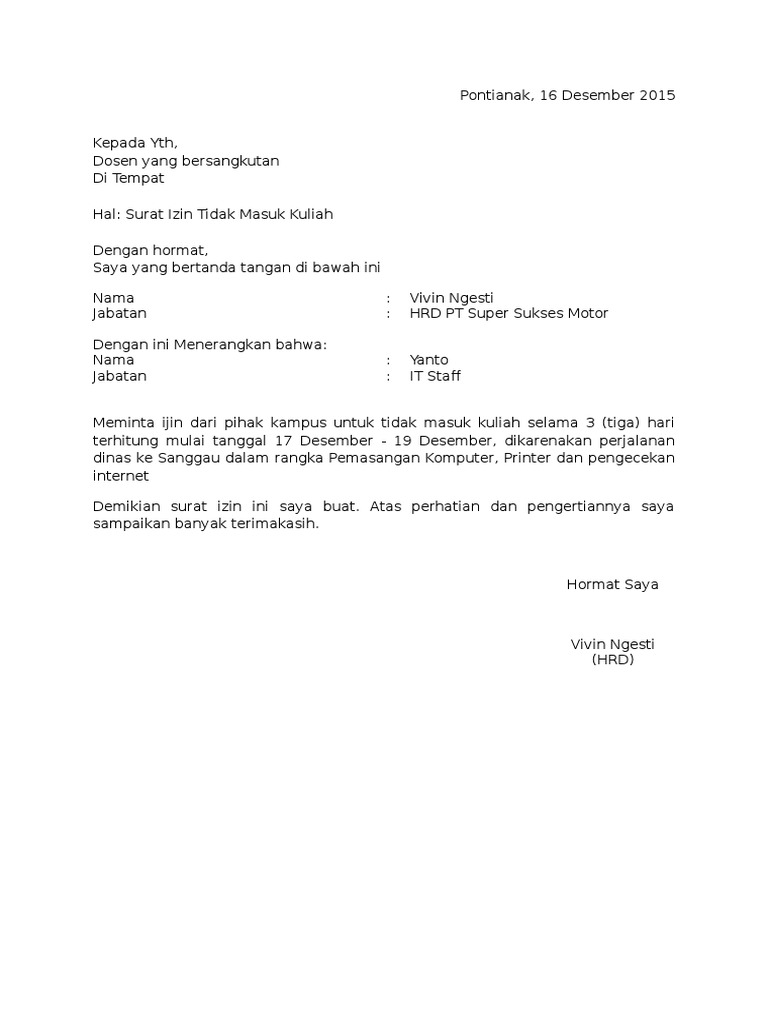 Surat Izin Ke Luar Kota Pdf