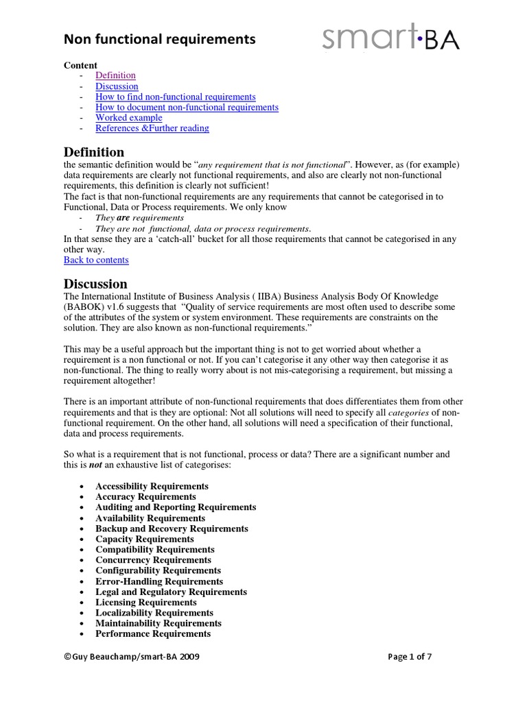 Non Functional Requirements | PDF | Information Technology Management |  Computing