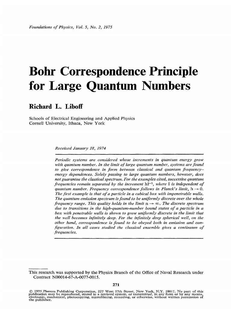 Bohrs Correspondence Principle PDF PDF Quantum Mechanics Spectral