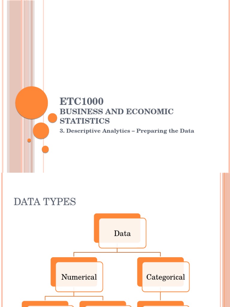 Business and Economic Statistics: 3. Descriptive Analytics - Preparing ...