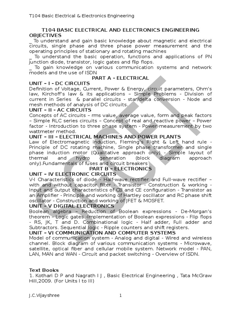 Beee Notes | PDF | Electrical Network | Series And Parallel Circuits