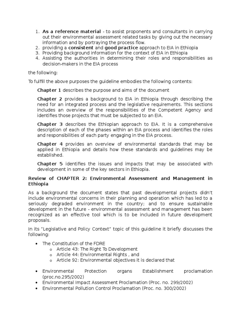 EIA Guidelines for Ethiopia's Development | PDF | Environmental Impact ...